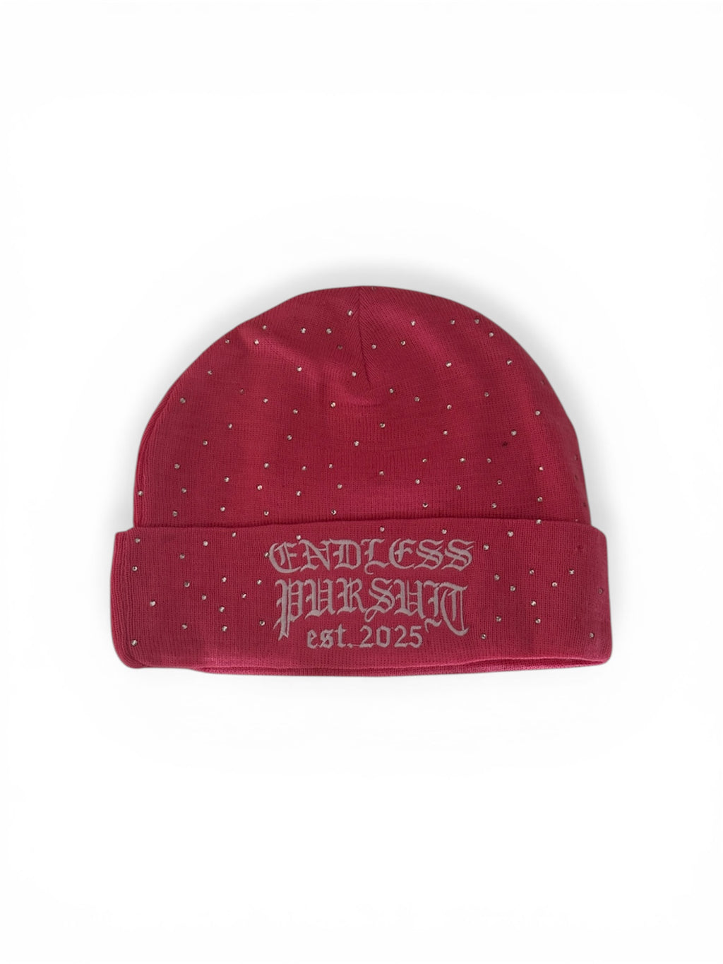 Pink Rhinestone “Logo” Beanie