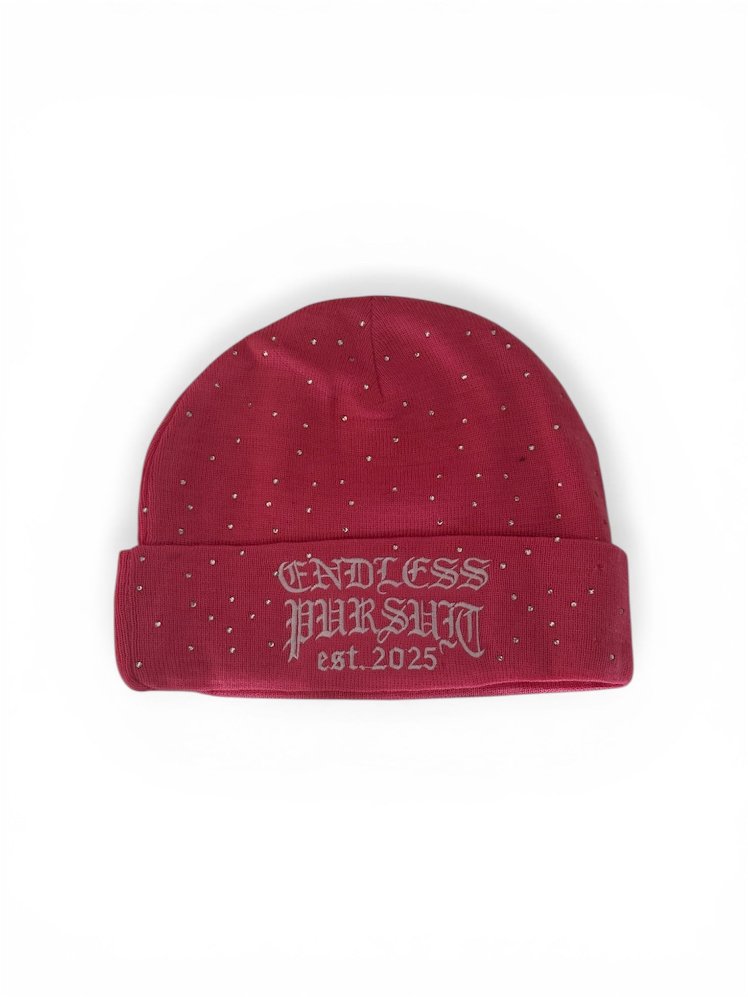Pink Rhinestone “Logo” Beanie